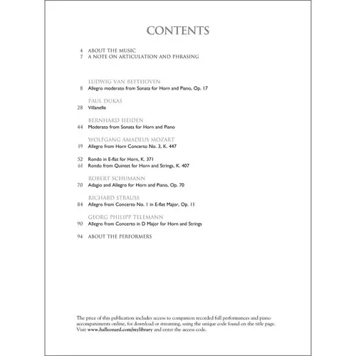 The Horn Collection - Intermediate To Advanced Level