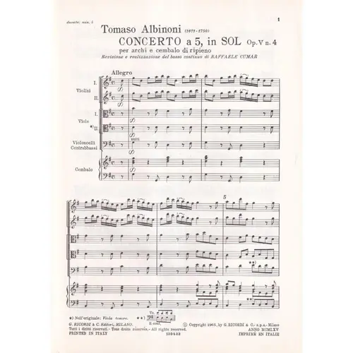 Concerto A 5,In Sol- Op.   V N.4