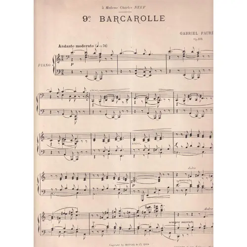 9eme Barcarolle - Op.101  pour piano (Edição Antiga)