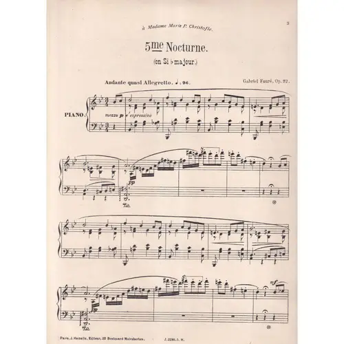 5 Me Nocturne em Si b Majeur - Op.37  pour piano (Edição Antiga)