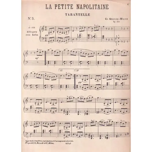 La Petite Napolitaine - Tarantelle  para piano  (Edição Antiga)