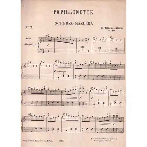 Papillonette (Farfallette) - Scherzo-Mazurka para piano
