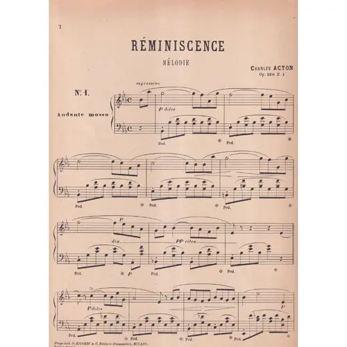 Reminiscence - Op.298 N.1- melodie  para piano (Edição Antiga)