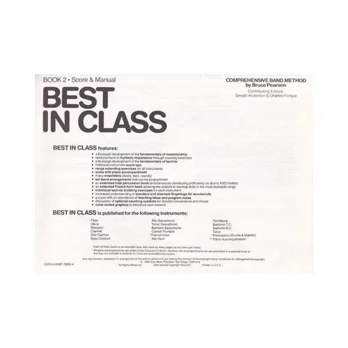 Best In Class - Book 2 - Score And Manual