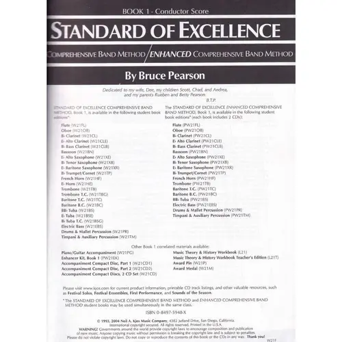 Standard Of Excellence Bk.1 - Condutor Score