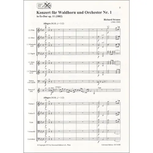 Konzert Fur Waldhorn Und Orchester N.1