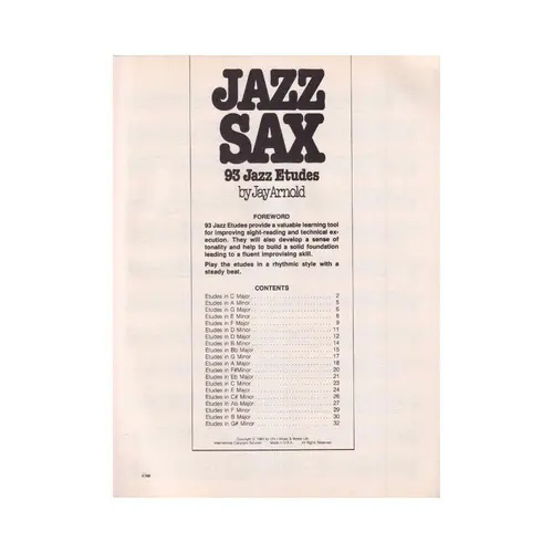 Jazz Sax - 93 Jazz Etudes