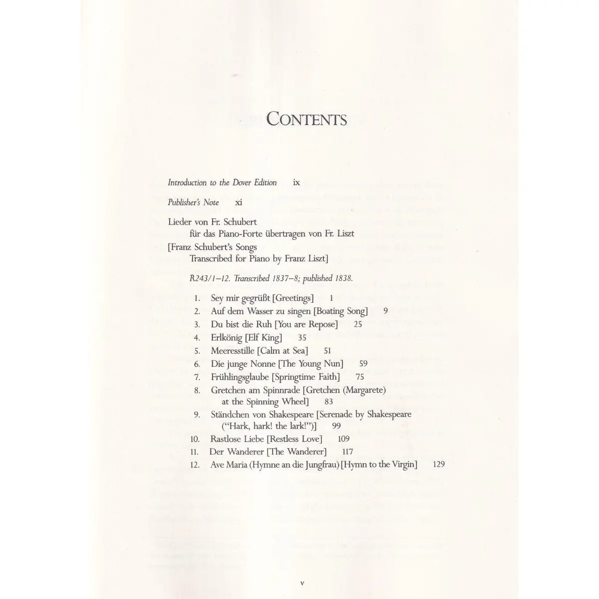 Schubert Song Transcriptions Serie I