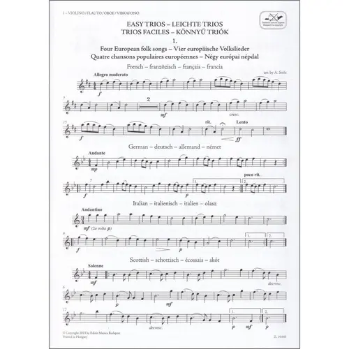 Easy Trios - Score & Parts