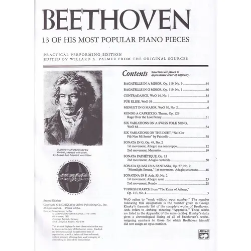 Beethoven - 13 Of His Most Popular Pieces