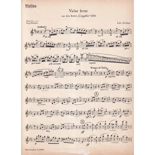 Valse Lente aus dem ballet " Coppélia" - violine und piano
