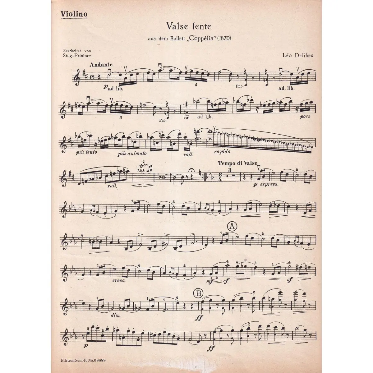 Valse Lente aus dem ballet " Coppélia" - violine und piano