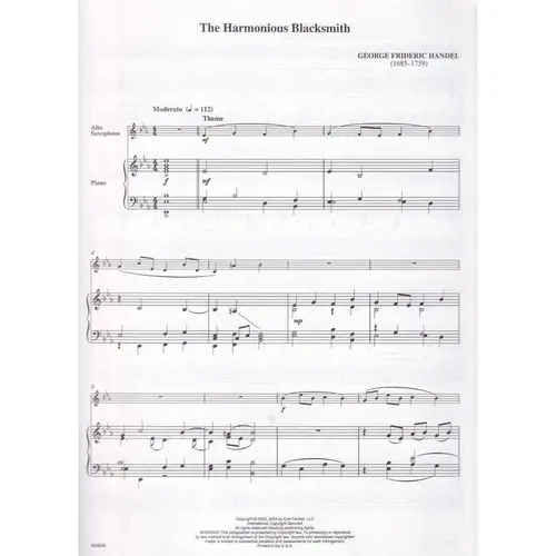 The Harmonious Blacksmith  - Sax Alto