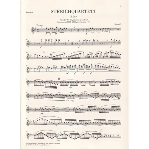 Streichquartett B-Dur - Op.67 - Partes  Urtext