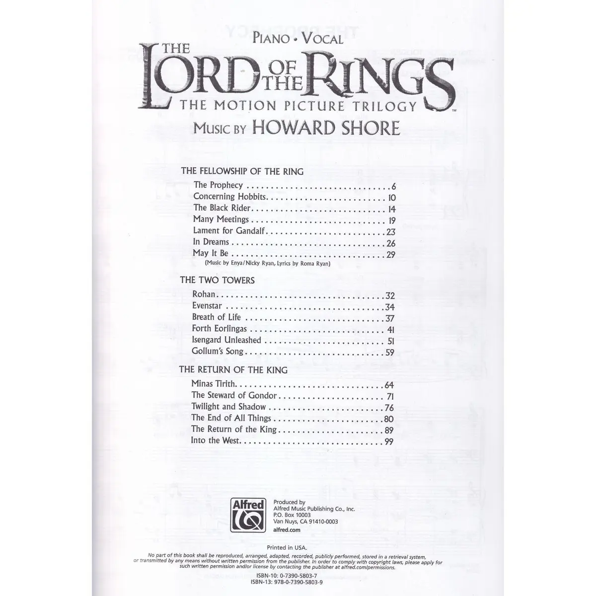 The Lord Of The Rings - Piano - Vocal
