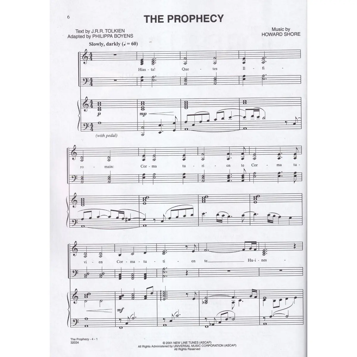 The Lord Of The Rings - Piano - Vocal