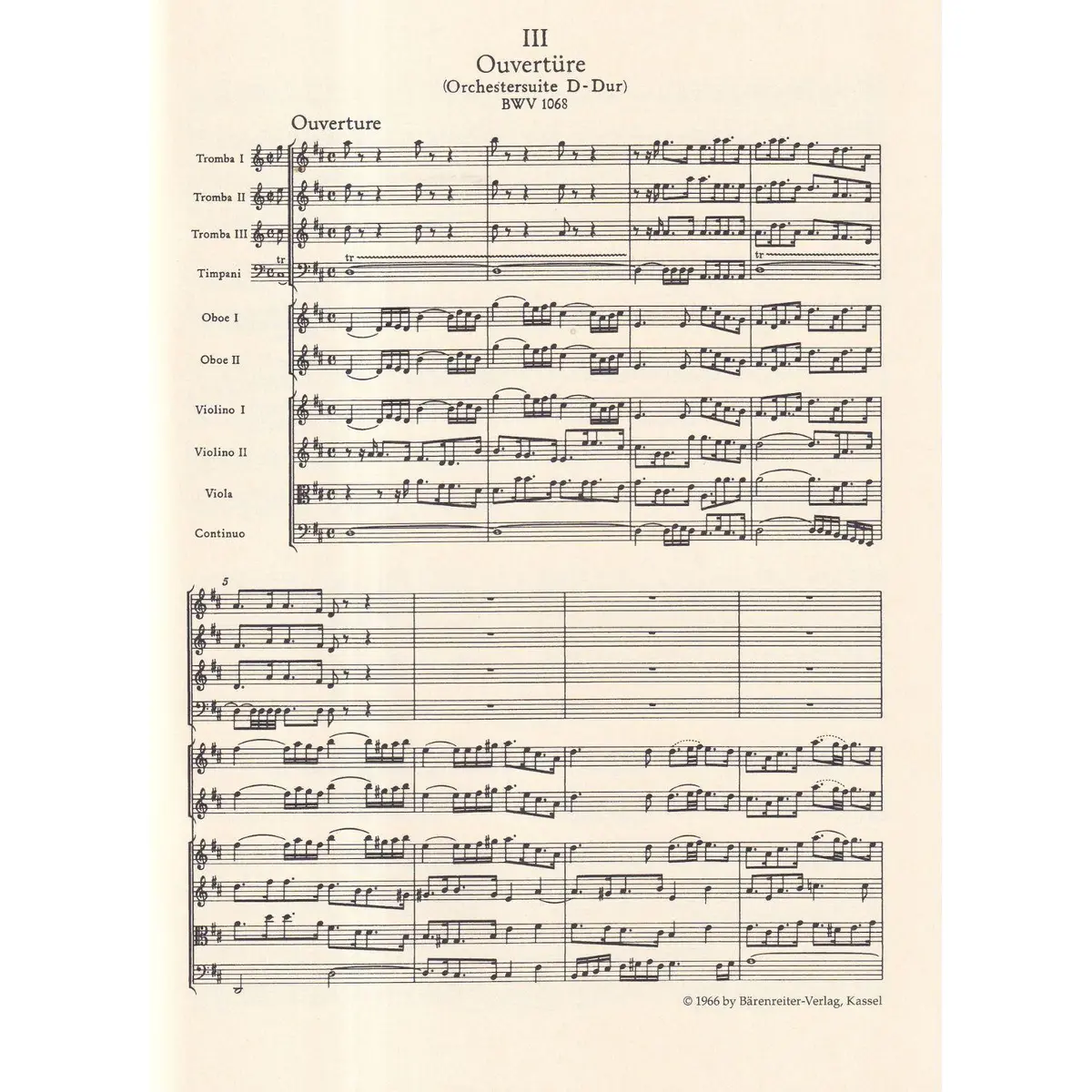 Orchestral Suite In D Major - Bwv 1068 - Study Score