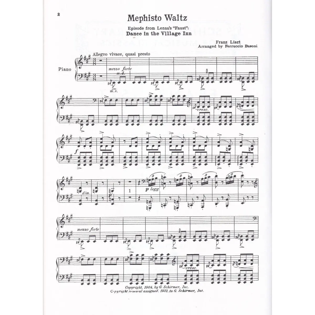 Mephisto Waltz for the piano