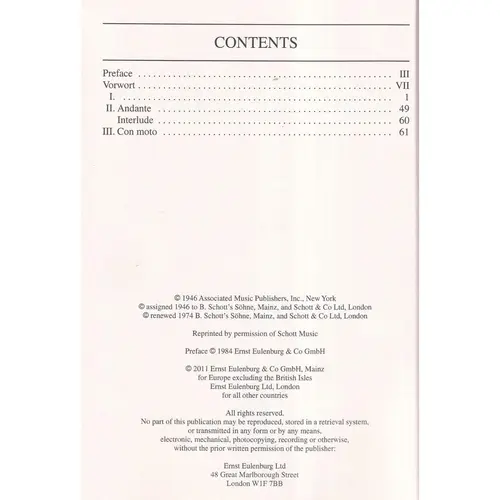 Symphony In Three Movements - Study Score