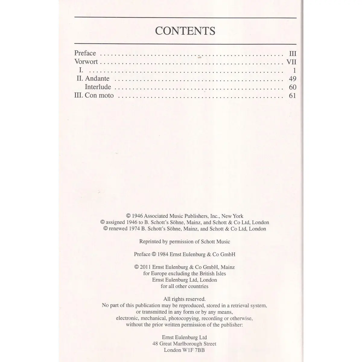 Symphony In Three Movements - Study Score