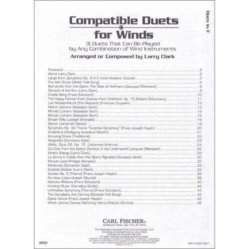 Compatible Duets For Winds - Horn In F