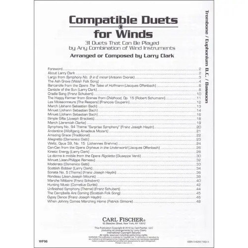 Compatible Duets For Winds - Trombone/Euphonium B.C./Bassoon