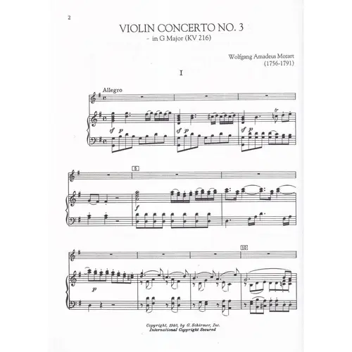 Violin Concertos Nos.3-4-5 For Violin And Piano Reduction