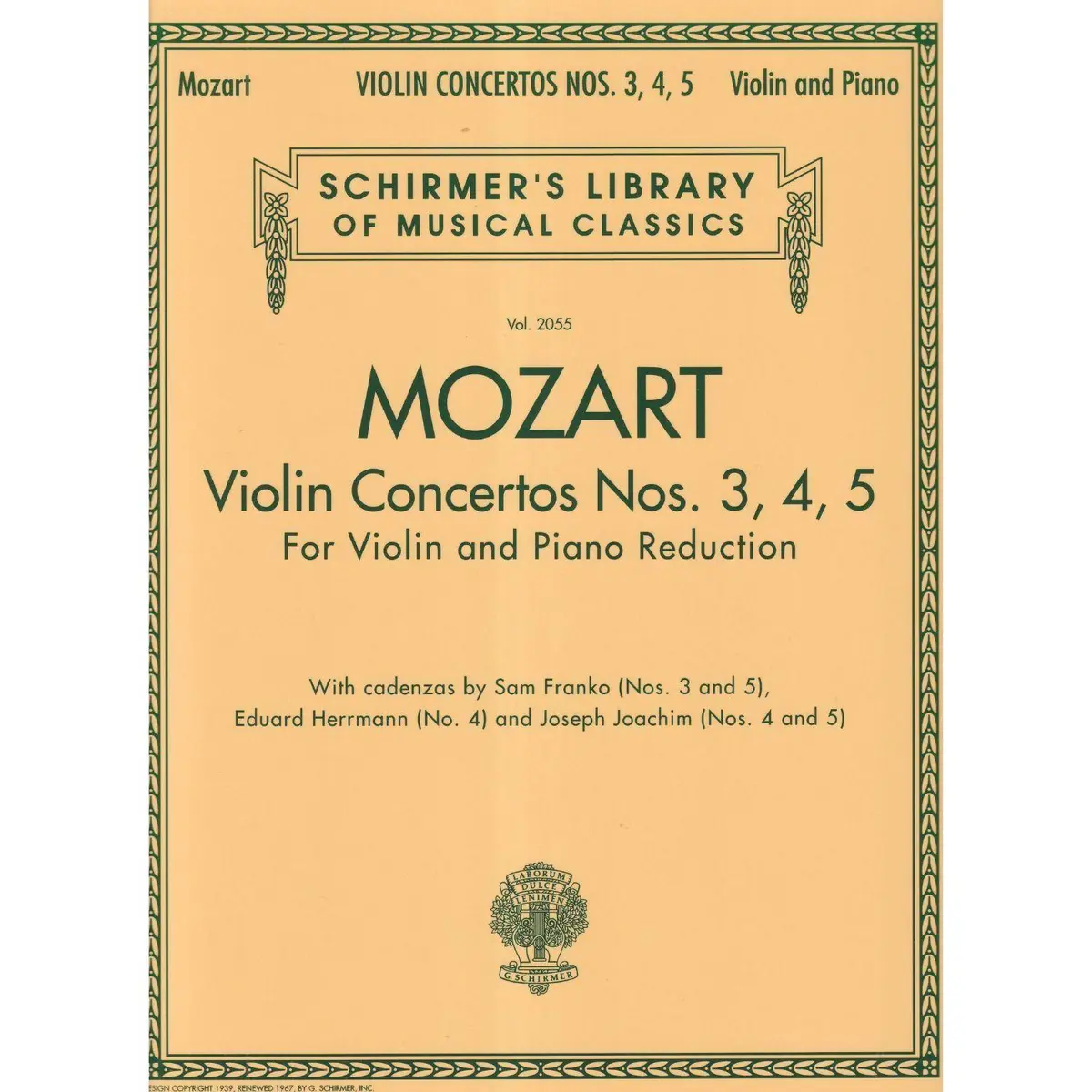 Violin Concertos Nos.3-4-5 For Violin And Piano Reduction