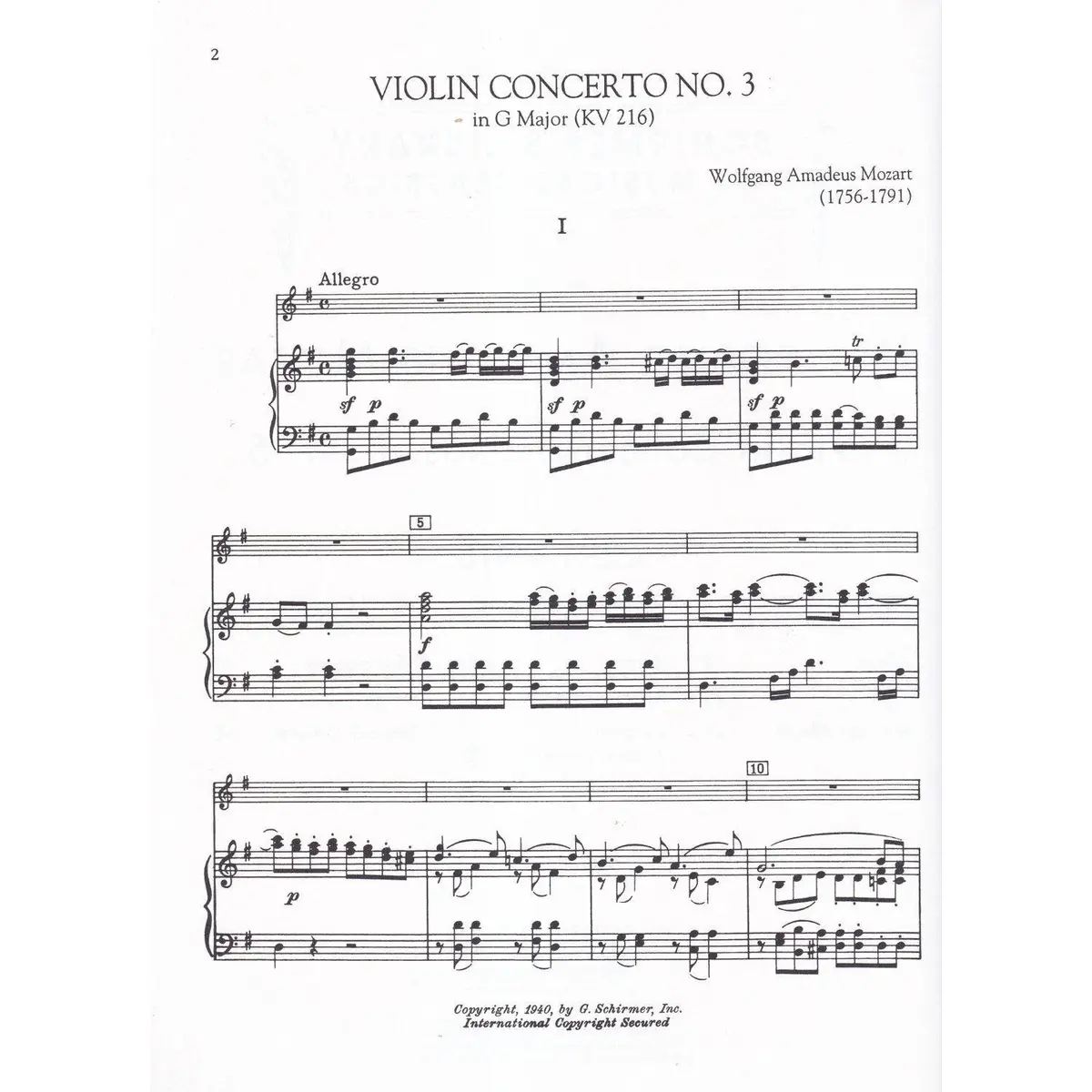 Violin Concertos Nos.3-4-5 For Violin And Piano Reduction