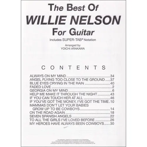 Best Of Willie Nelson For Guitar - Exemplar Antigo