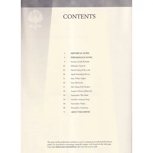 The Seasons Opus 37Bis - Schirmer Performances Editions