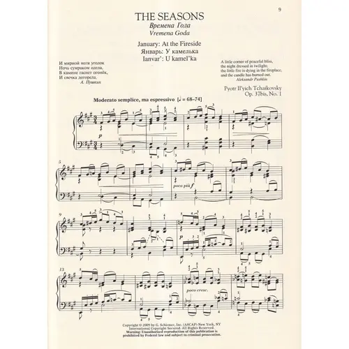 The Seasons Opus 37Bis - Schirmer Performances Editions