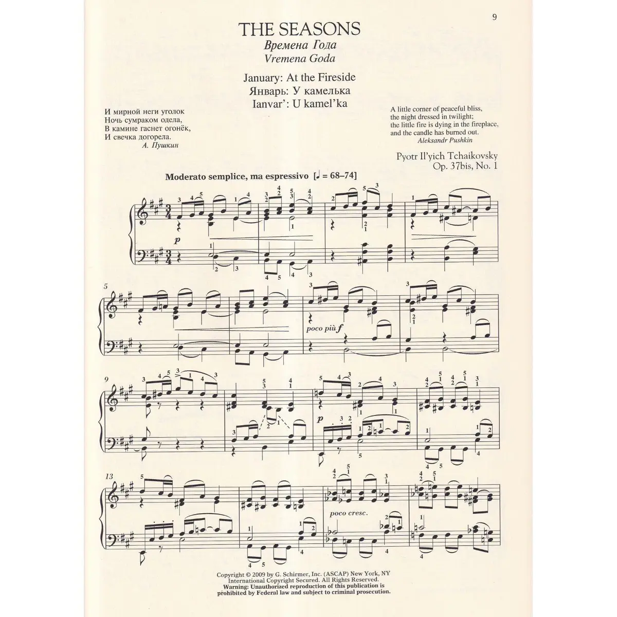 The Seasons Opus 37Bis - Schirmer Performances Editions