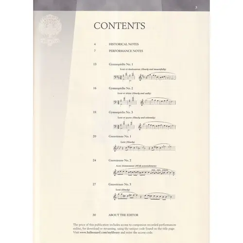 Gymnopédies And Gnossiennes - Schimer Performance Editions