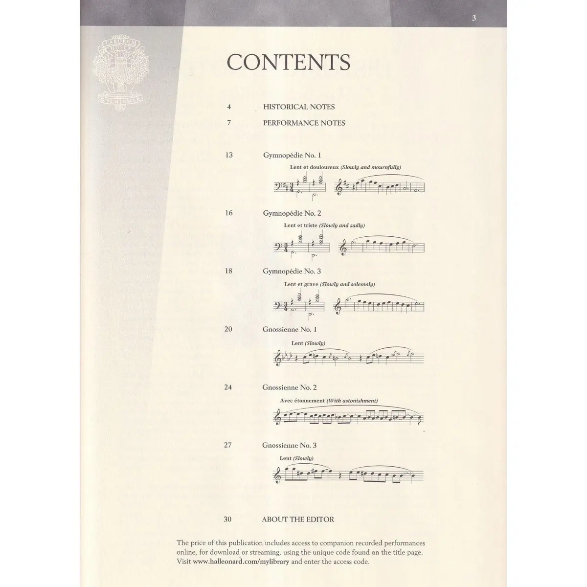 Gymnopédies And Gnossiennes - Schimer Performance Editions