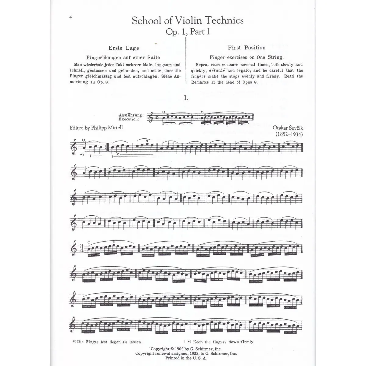 The School Of Violin Technics Complete Parts I-Iv,Op.1