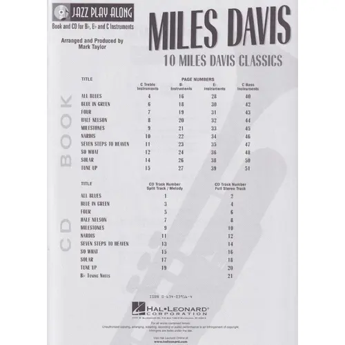 Miles Davis - Jazz Play Along Volume 2