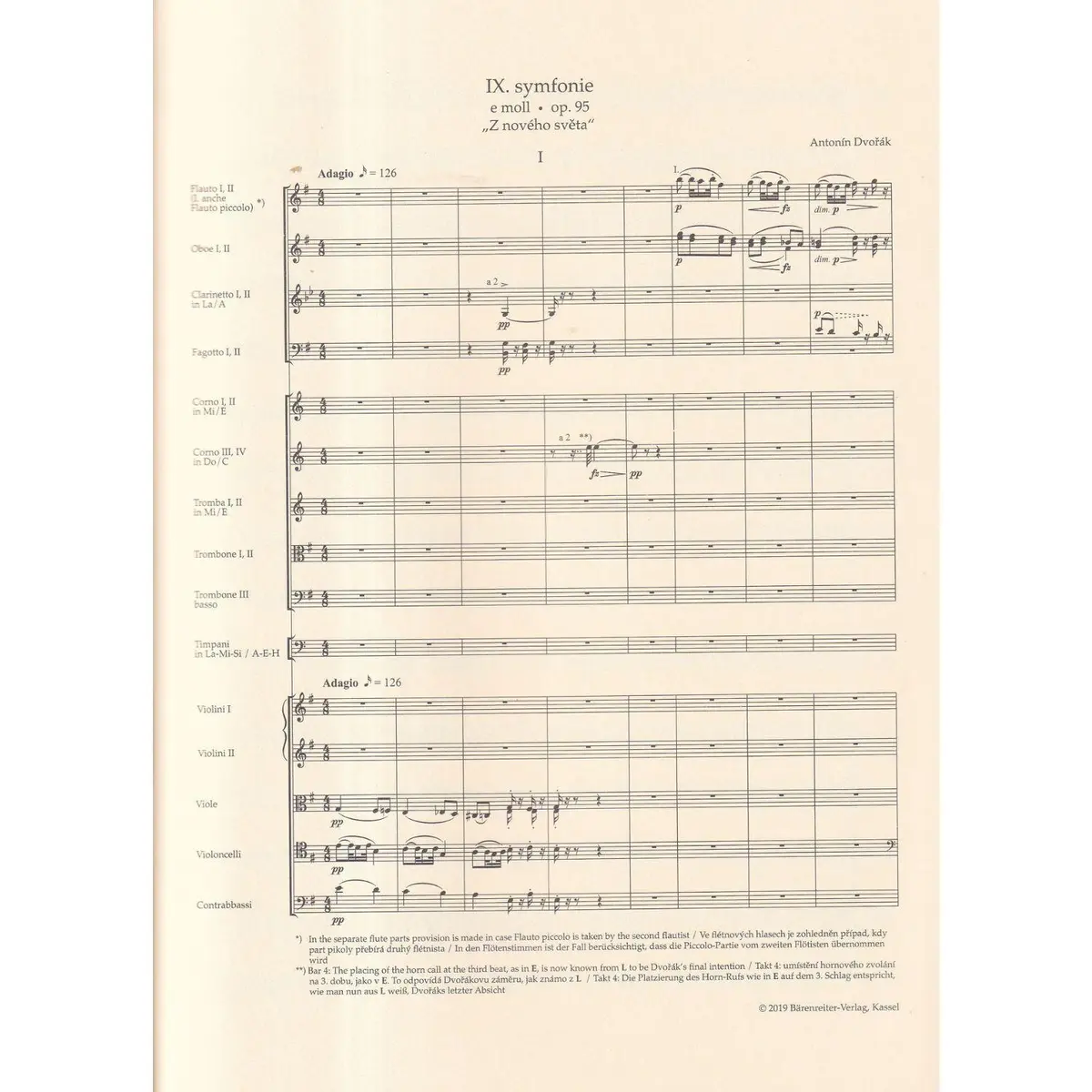 Symphony no. 9 in E minor op. 95 "New World" - study score