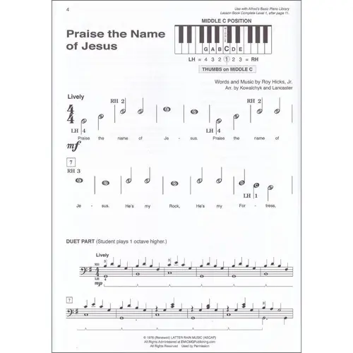 Alfred's Basic Piano Library: Praise Hits Complete Level 1: Piano Book