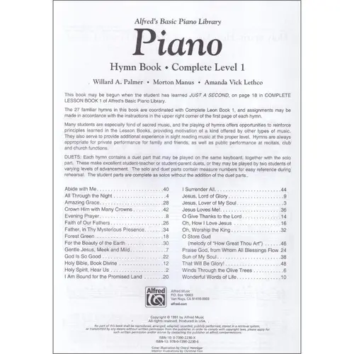 Alfred's Basic Piano Library: Hymn Book Complete 1 (1A/1B): Piano Book