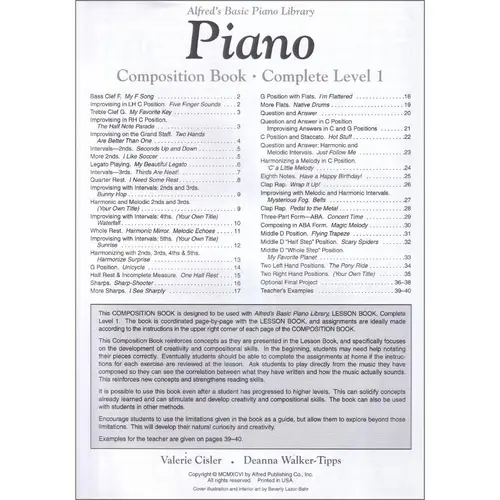 Alfred's Basic Piano Library: Composition Book Complete 1 (1A/1B): Piano Book