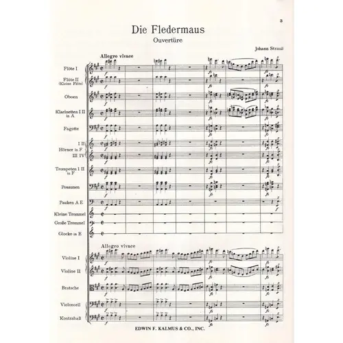 Die Fledermaus: Overture: Conductor Score