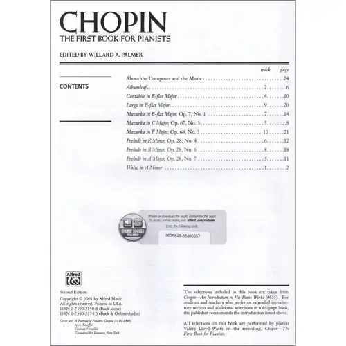 Chopin: First Book for Pianists: Piano Book & Online Audio - An Alfred Masterwork Edition