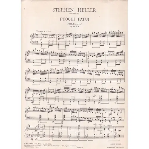 Fuochi Fastui - Preludio - Op.81 N.3  (Edição Antiga)
