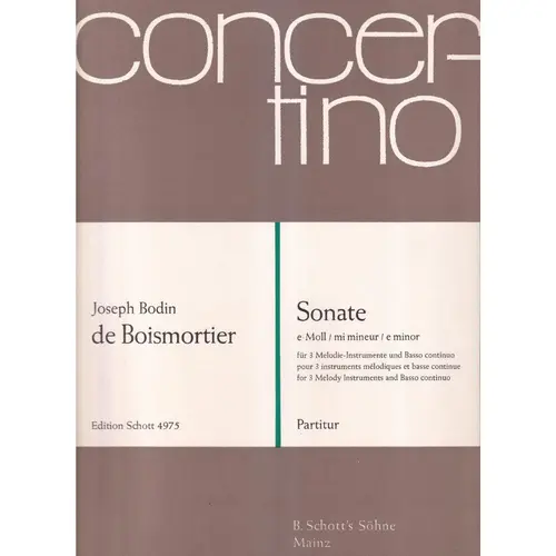 Sonate e moll fur 3 melodie instrumente und basso continuo
