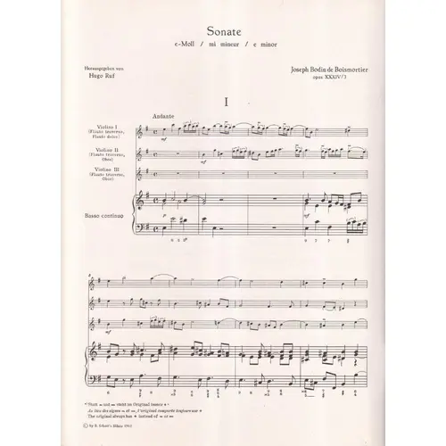 Sonate e moll fur 3 melodie instrumente und basso continuo