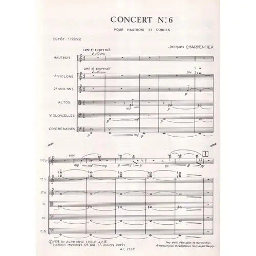 Concert n.6 pour Hautbois et Cordes