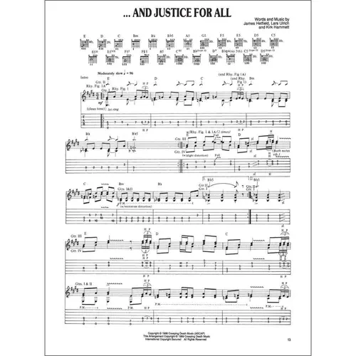 Metalica...And Justice For All - Play It Like It Is TAB - guitar