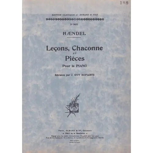 Leçons, Chaconne Et Pieces  (Edição Antiga)