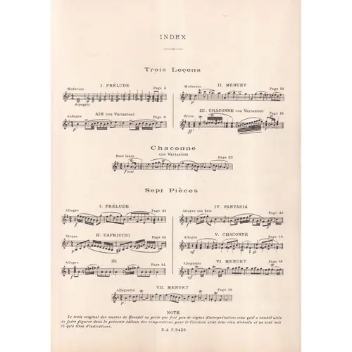 Leçons, Chaconne Et Pieces  (Edição Antiga)